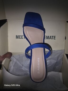 Adams Blue Double-Strap Square-Toe Slide